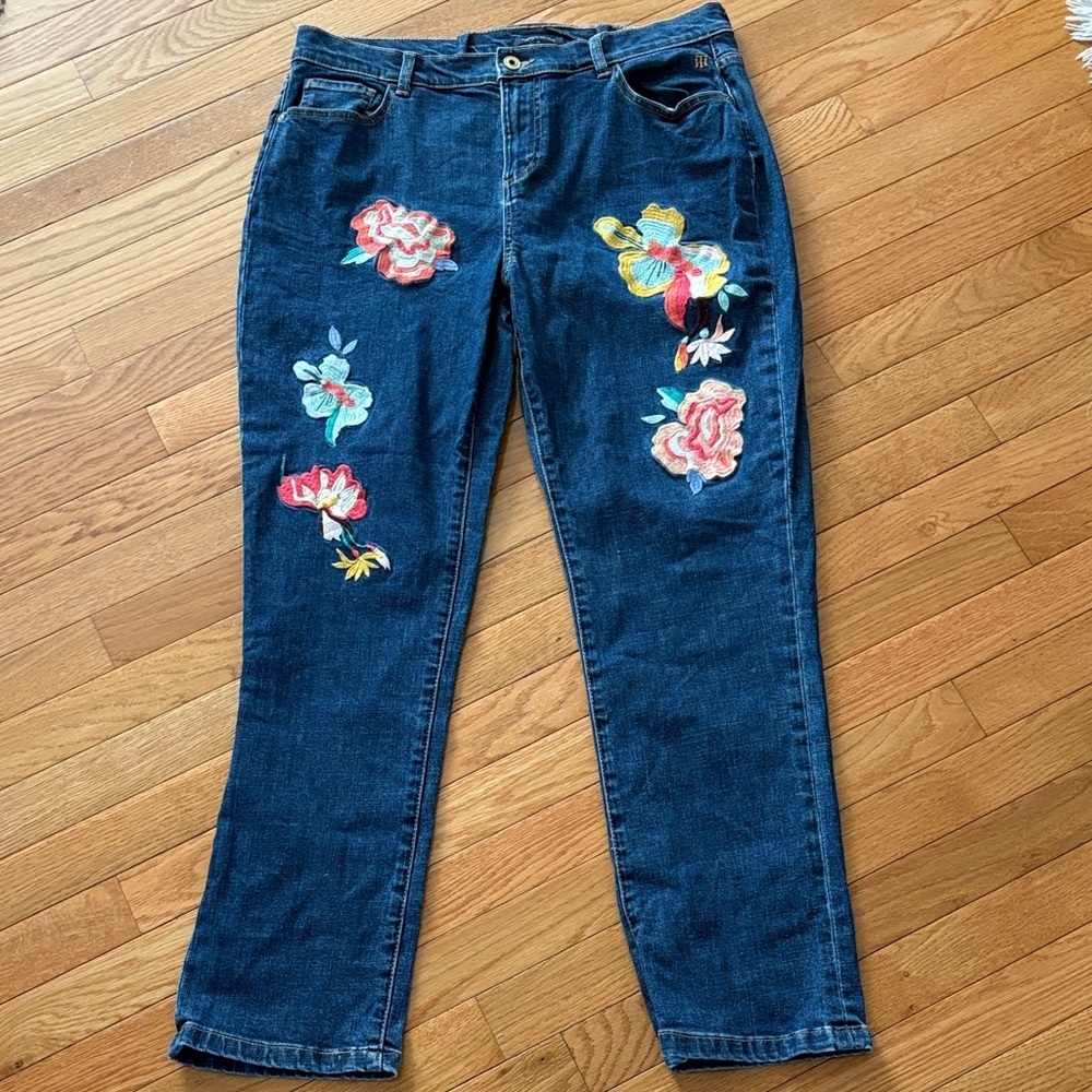 Tommy Hilfiger Blue Floral Embroidered Women's Jeans